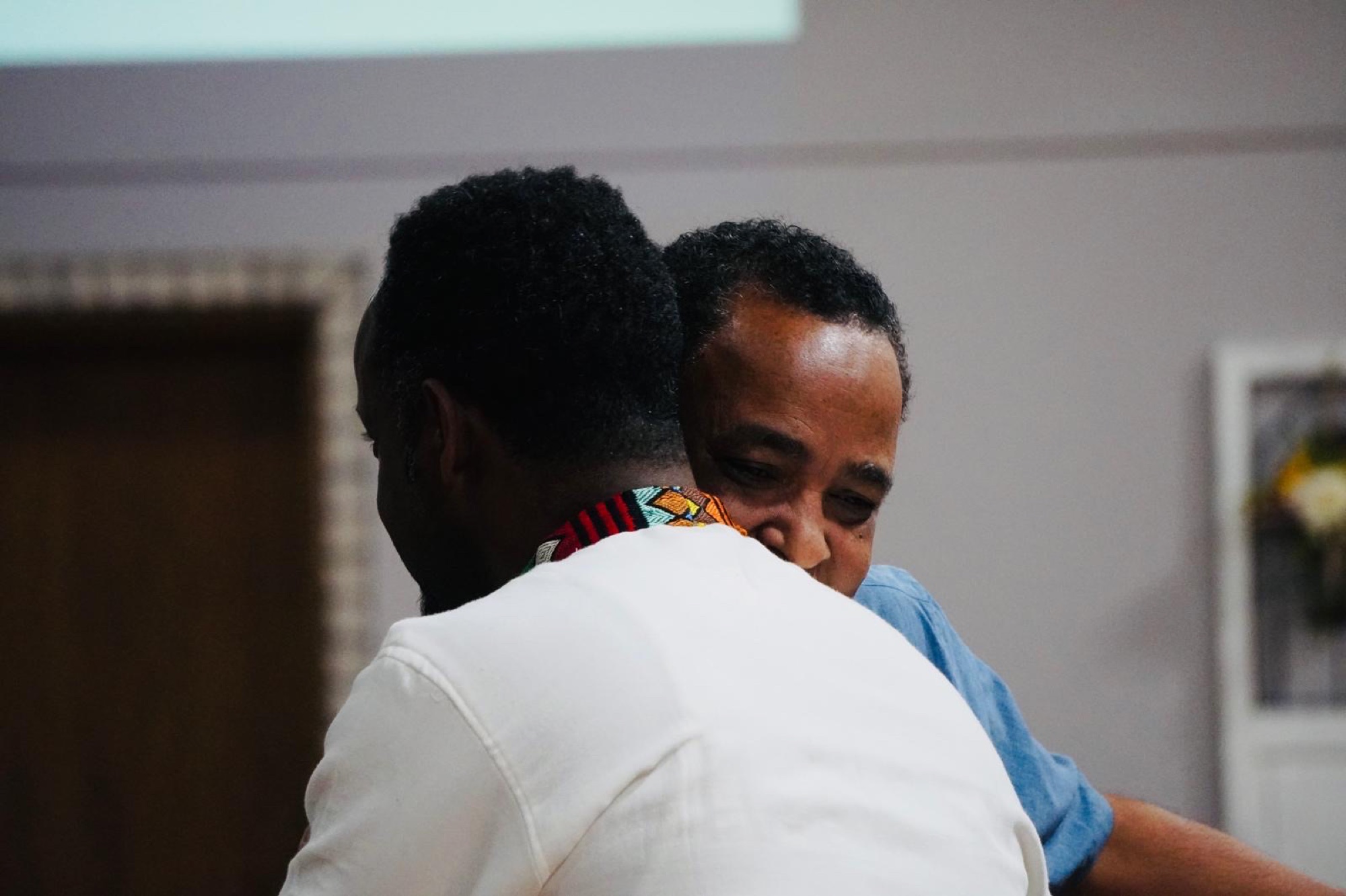 Church family hug