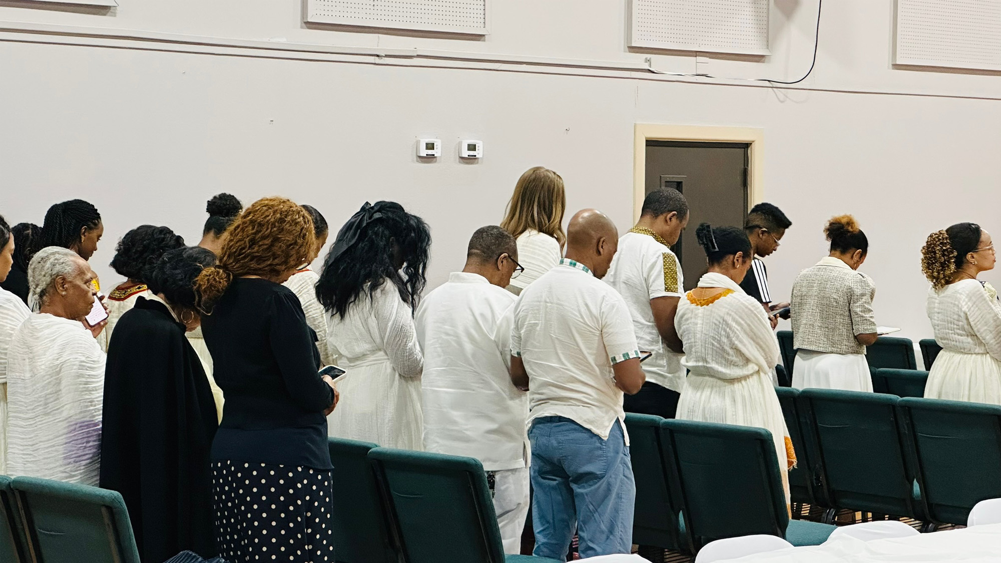 Congregation worshiping