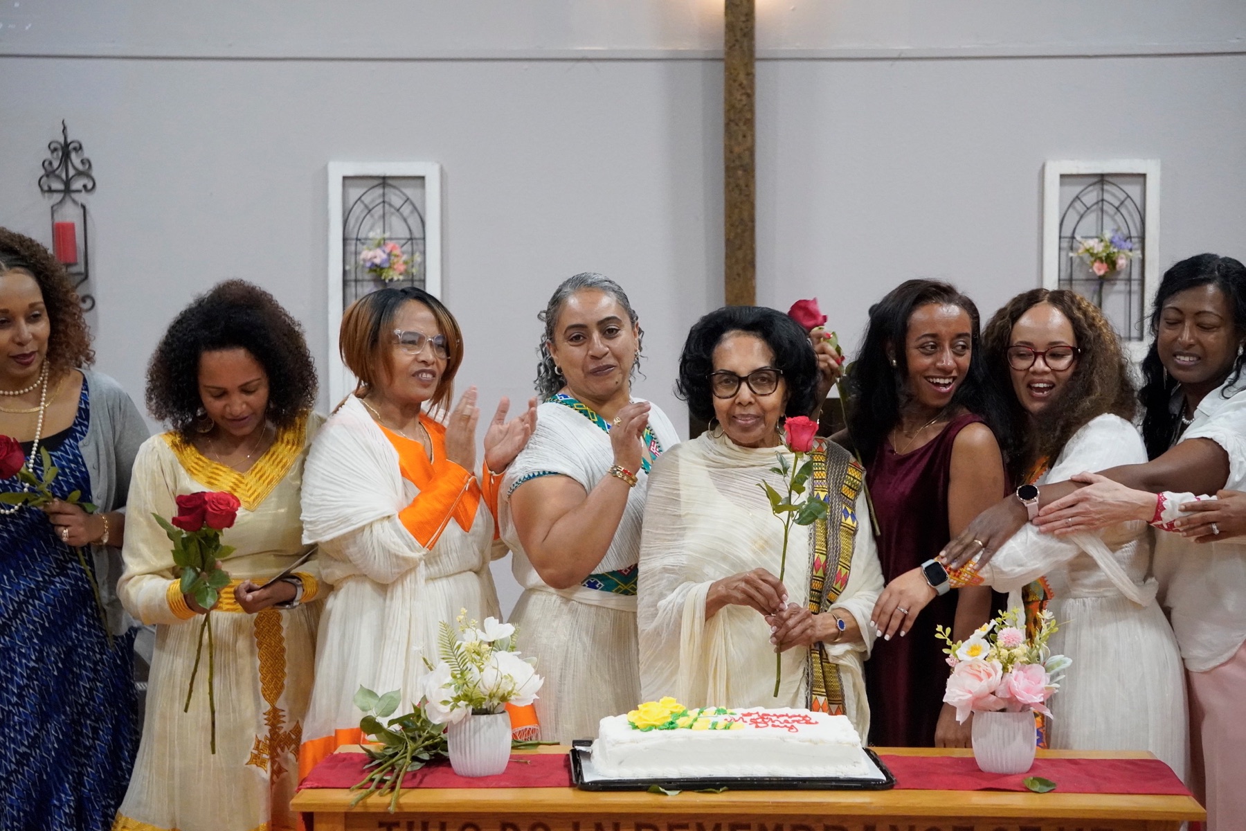 Congregation worshiping together