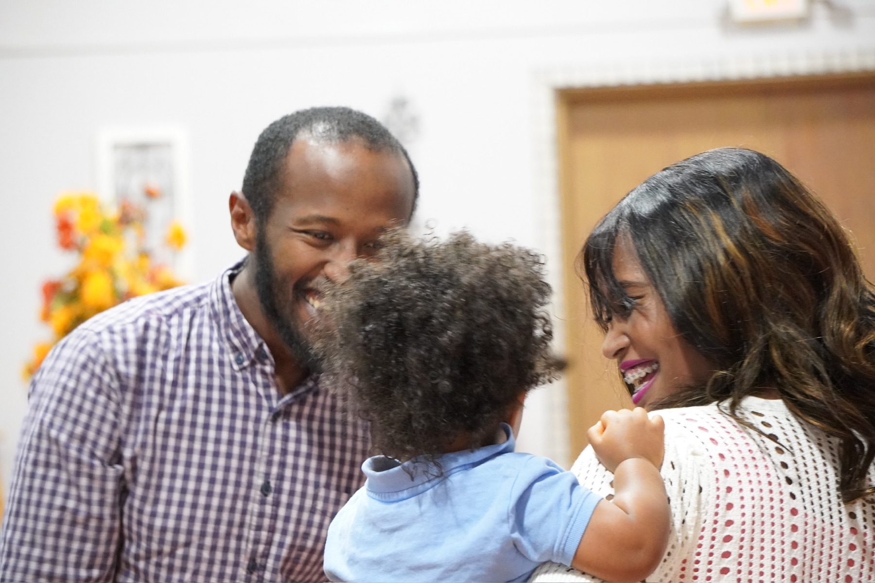 Warm fellowship hug after service